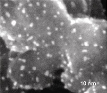 Energy Filtered Image of Catalyst with sub-5 nm PtPd metal particles imaged at 1,000,000X